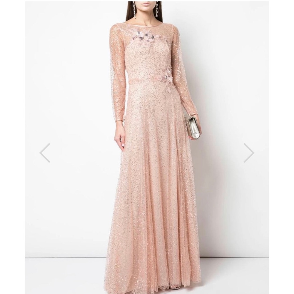 Marchesa Notte Rose Gold Tulle Gown, size 12